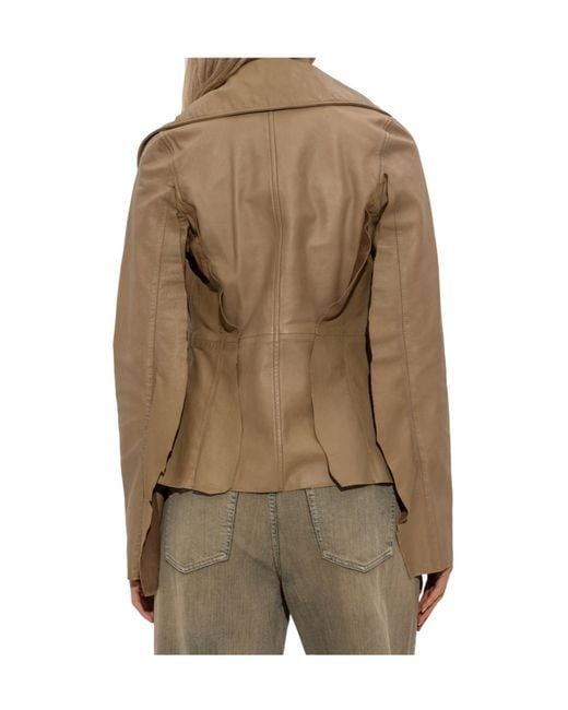 DIESEL Green L-Atoya Leather Jacket