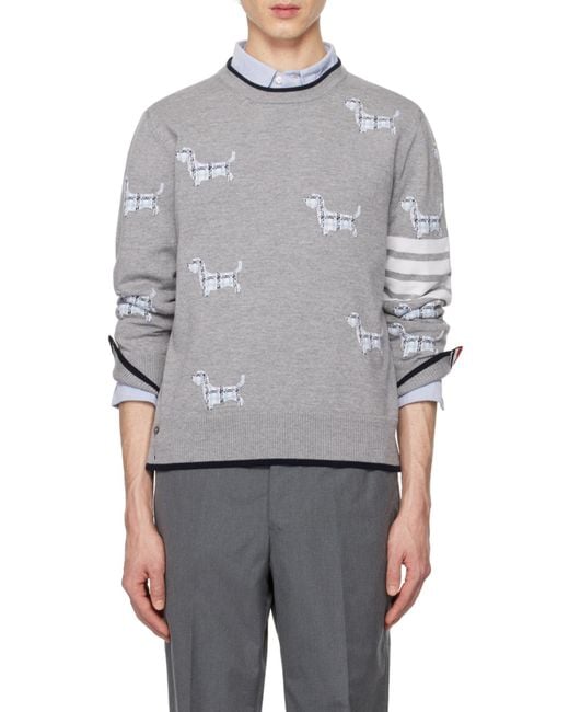 Thom Browne Gray Bar Striped Knit Jumper for men