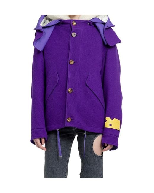 Off-White c/o Virgil Abloh Purple Buttoned Long-Sleeved Reversible Jacket