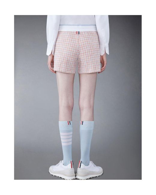 Thom Browne Pink Checked Tweed Drawstring Shorts