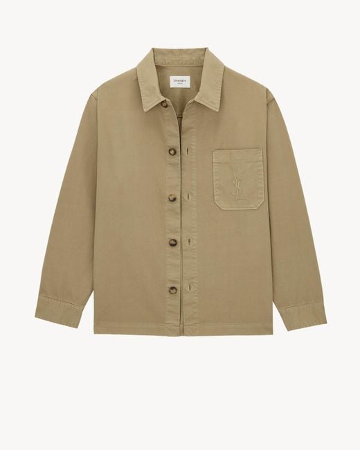 Saint Laurent Natural Cassandre Button-Up Overshirt for men