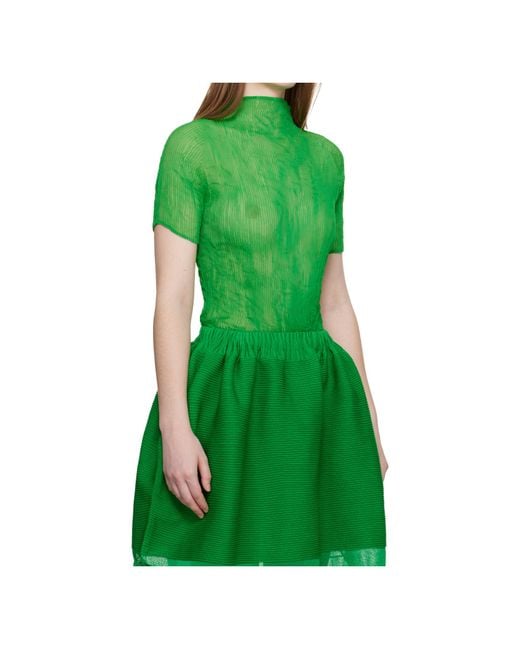 Issey Miyake Green Twisted Turtleneck Cover-Up