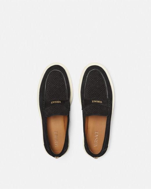 Versace Black Round-Toe Slip-On Loafers for men
