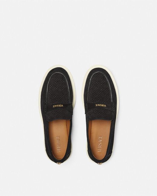 Versace Black Round-Toe Slip-On Loafers for men