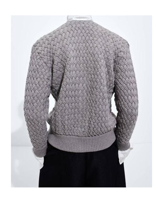Bottega Veneta Gray Intrecciato Wool Cardigan