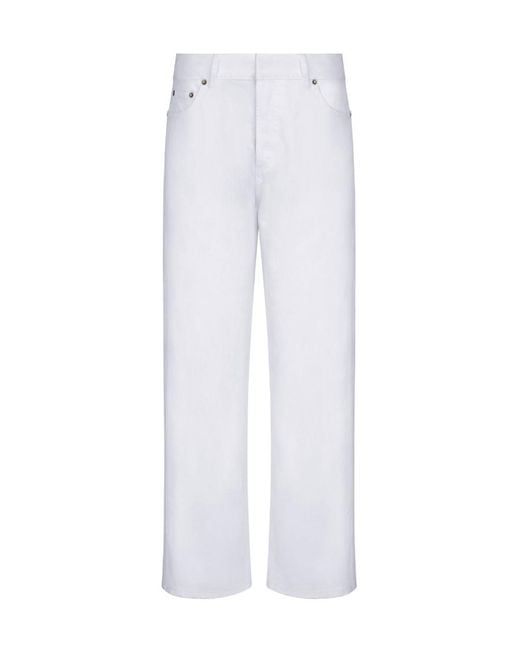 Dior White Christian Button Detailed Straight Leg Trousers