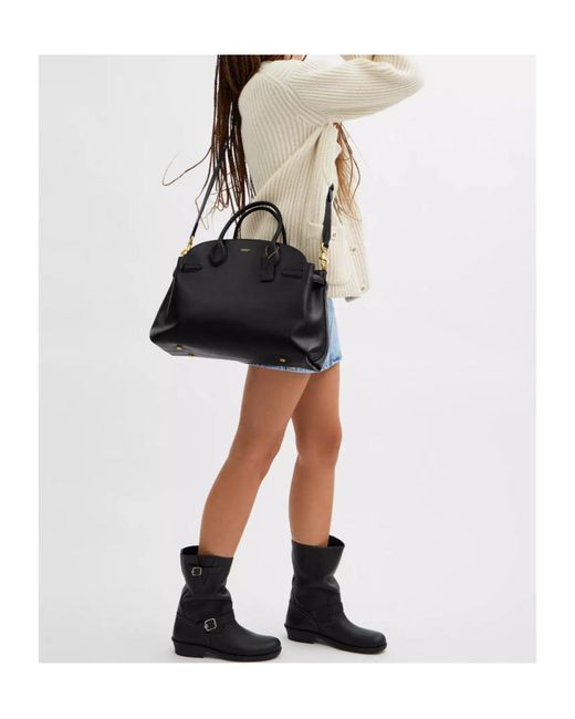 COACH Black Empire Leather Top-Handle Tote Bag