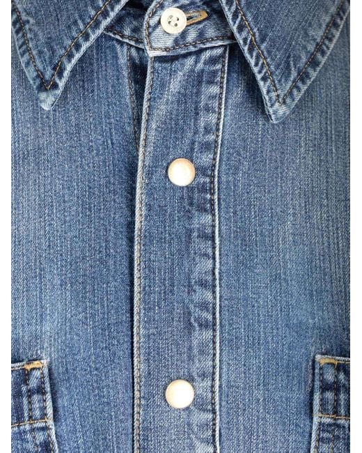McQueen Blue Dart-Detailed Long Sleeved Denim Shirt for men
