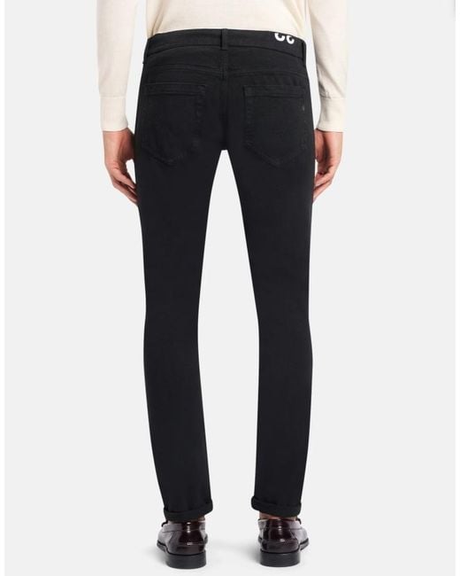 Dondup Black Cuffed-Hem Jeans for men