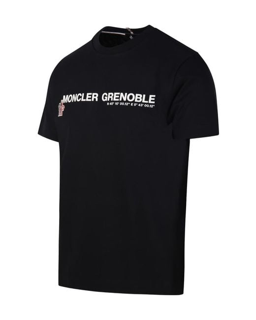 Moncler Black Grenoble Logo Embroidered Crewneck T-Shirt for men