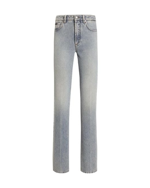 Dolce & Gabbana Gray Logo Plaque Jeans