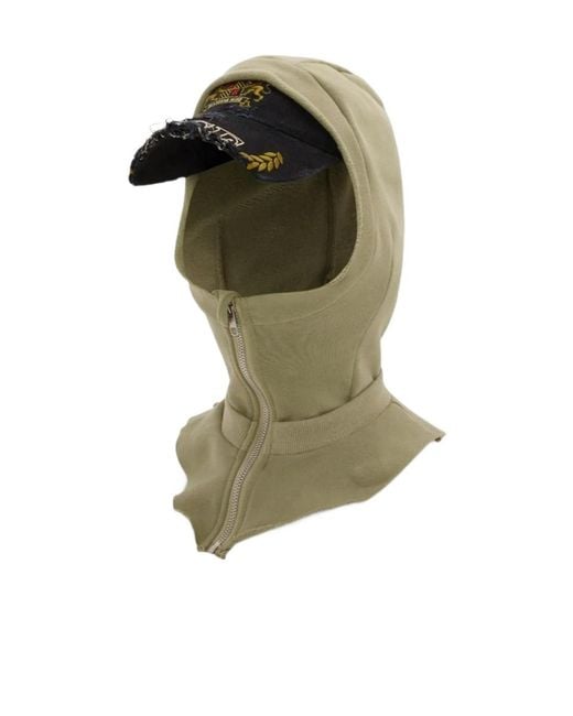 Martine Rose Green Cut-Out Peaked Zipped Hood for men