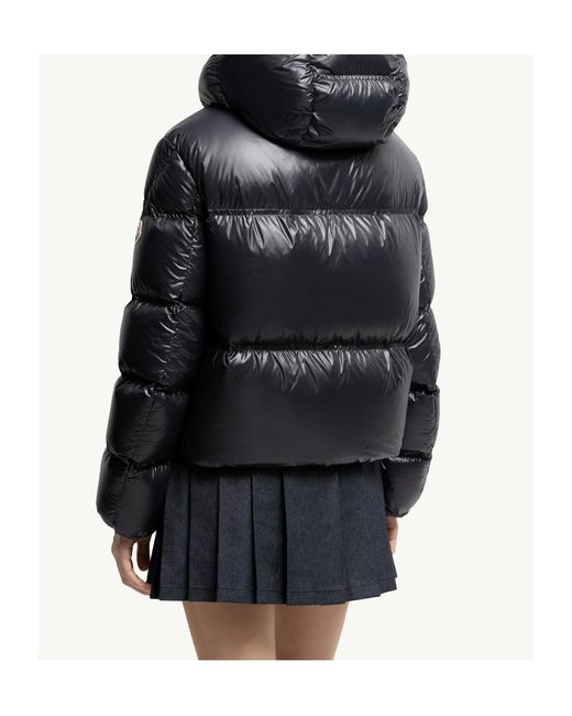 Moncler Black Erea Square-Quilted Hooded Short Down Jacket