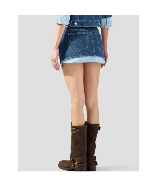 7 For All Mankind Blue Double Layered Mini Skirt