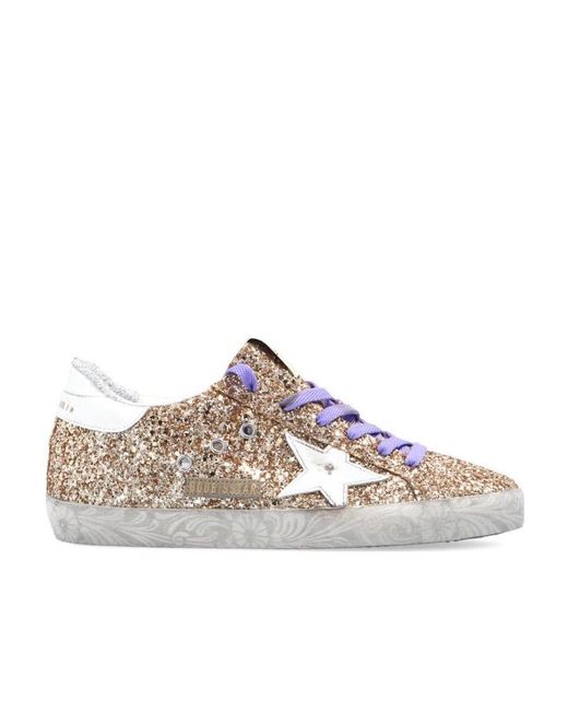 Golden Goose Deluxe Brand Brown Superstar Glitter-Embellished Low-Top Sneakers