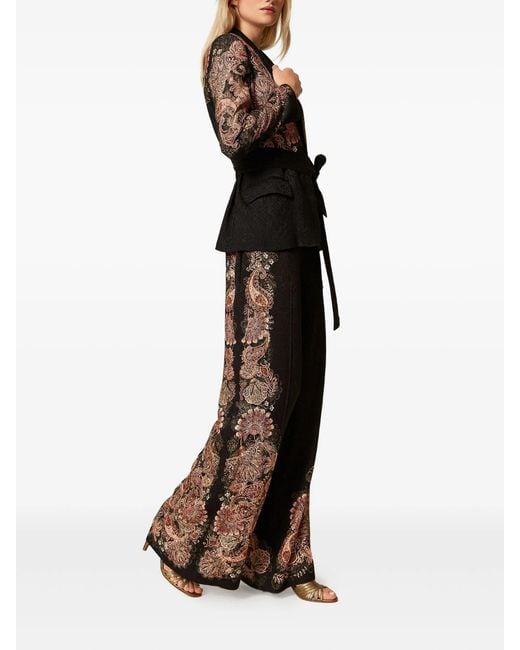 Twinset Brown Paisley-Print Trousers