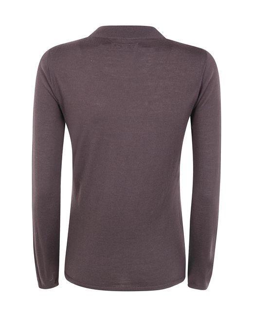 D.exterior Purple Ribbed Crew-Neck Knit Top