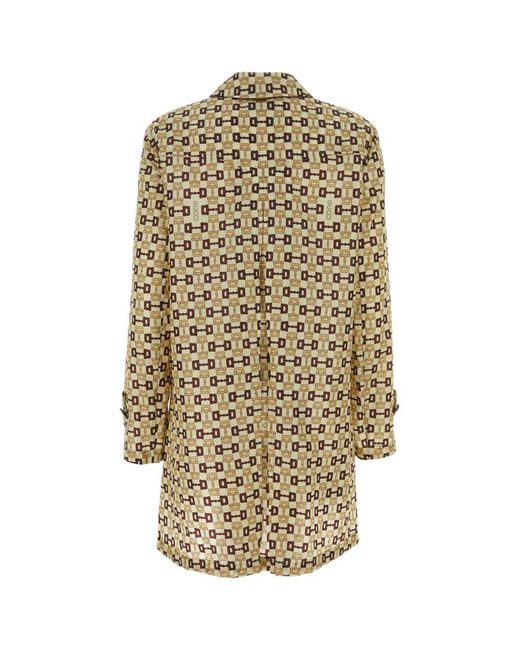 Gucci Metallic Graphic Printed Mid-Length Coat