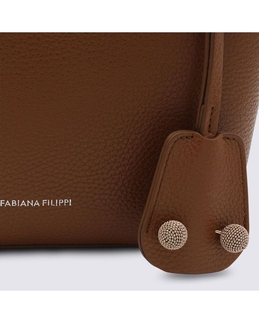 Fabiana Filippi Brown Logo Printed Tote Bag