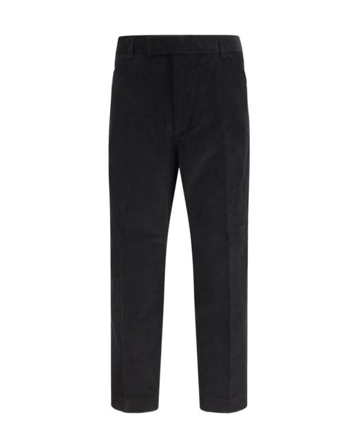 Thom Browne Black Corduroy Stripe Detail Chino Trousers for men
