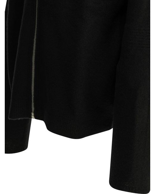 Rick Owens Black Long Sleeved Zip-Up Hoodie for men
