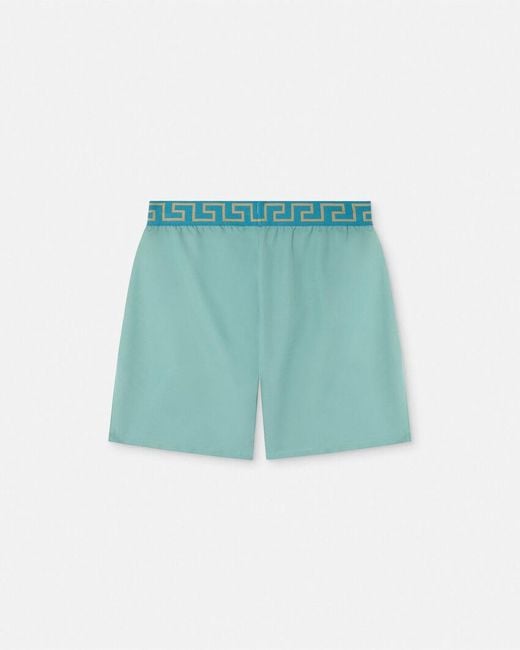 Versace Blue Greca Border Swim Shorts for men