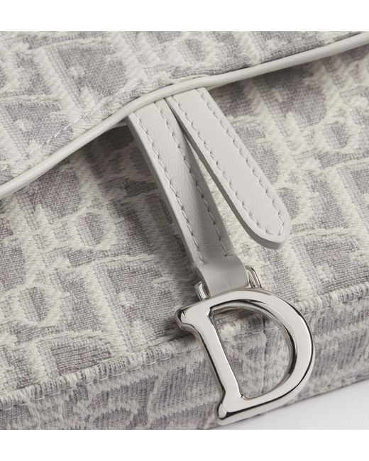 Dior Gray Medium Saddle Pouch With Chain