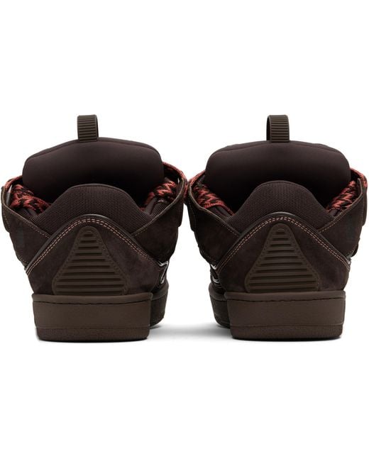 Lanvin Brown Curb Leather Sneakers for men
