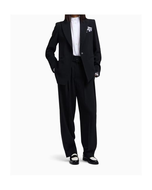 Emporio Armani Blue Pleated Belted Trousers