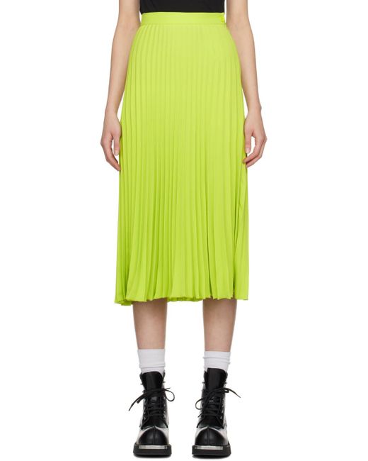 MM6 by Maison Margiela Green Pleated Crepe Midi Skirt