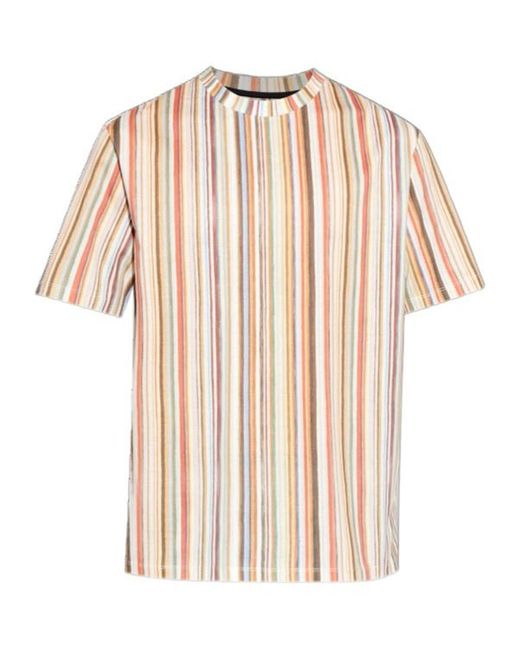 Paul Smith Pink Painted Signature Stripe T-Shirt for men