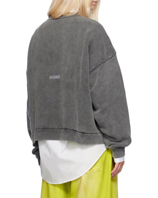 Acne Gray Logo Patch Crewneck Sweatshirt for men