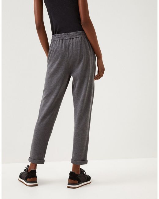 Brunello Cucinelli Gray Drawstring Tapered Sweatpants