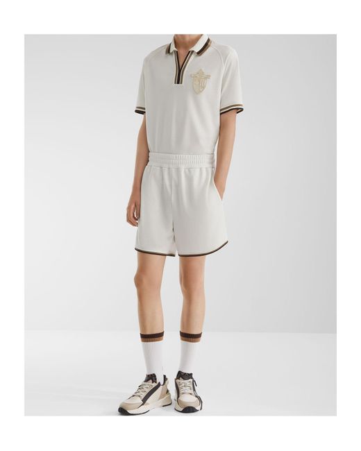 Fendi White Ff Jacquard Elasticated Waistband Shorts for men