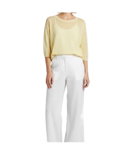 Weekend by Maxmara Natural Linen Three-Quarter Sleeve Sweater