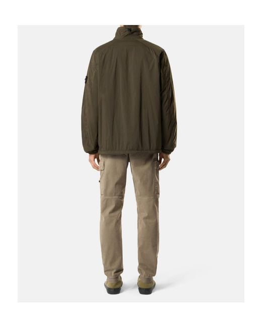 Stone Island Green Padded Stand Collar Jacket With Anti-Drop for men
