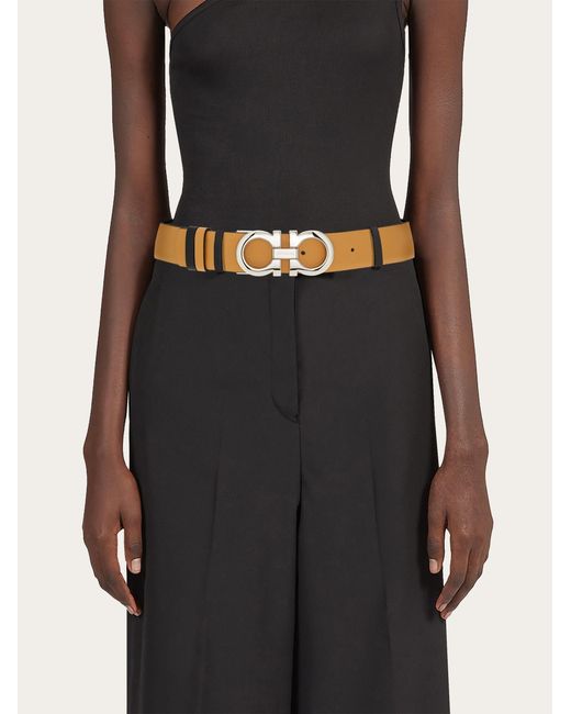 Ferragamo White Double-Sided Gancini Belt
