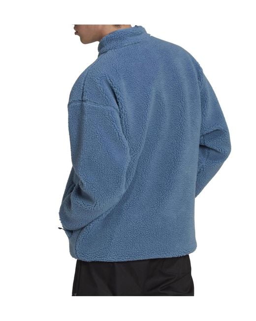 Adidas Originals Blue Standcollar Teddy Fleece Jacket for men