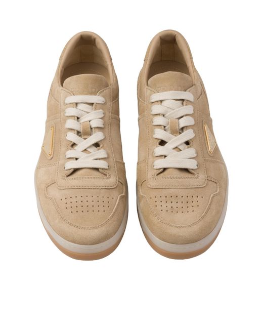 Prada Natural Downtown Suede Sneakers for men
