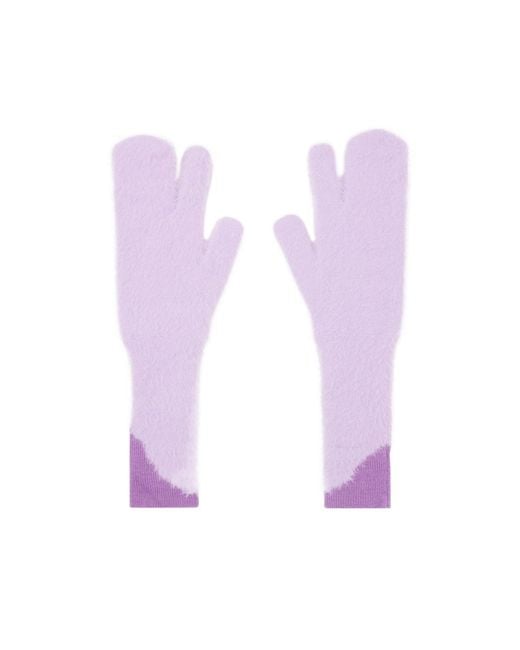 MM6 by Maison Margiela Purple Two-Tone Faux-Fur Gloves