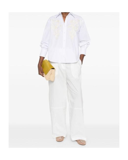 ERMANNO FIRENZE White Embroidered Classic Shirt