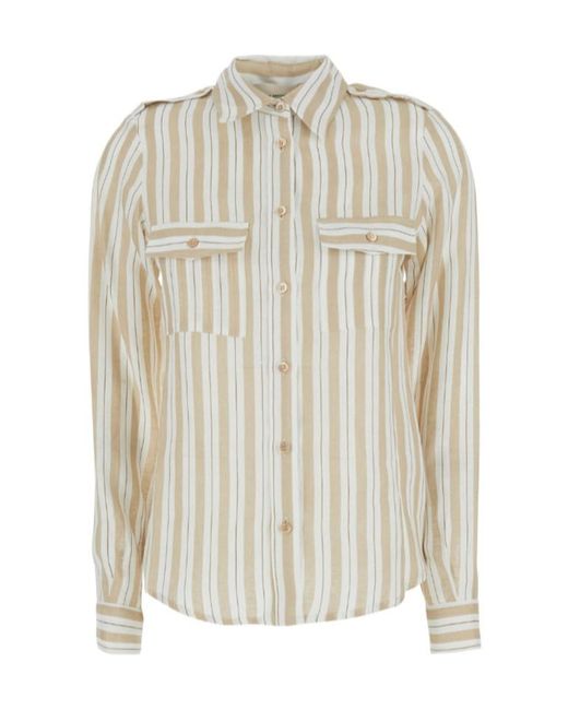 Semicouture White Semi Couture Striped Linen Shirt