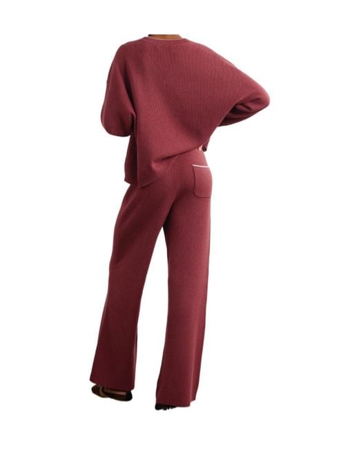 arch4 Red V-Neck Sweatshirt And Pants Set
