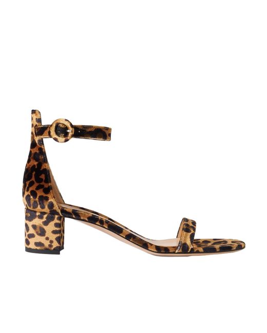 Gianvito Rossi Metallic Gaeta 45 Leopard-Print Velvet Sandals