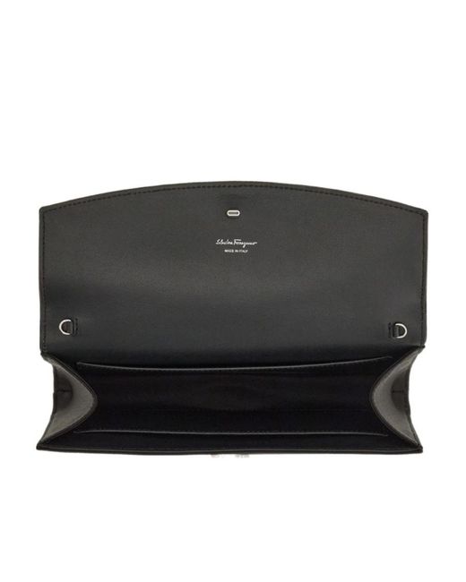 Ferragamo Black Gancini-Logo Clutch Bag