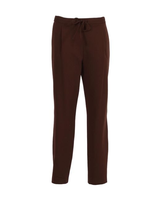 Fabiana Filippi Brown Pleated Drawstring Straight Leg Trousers