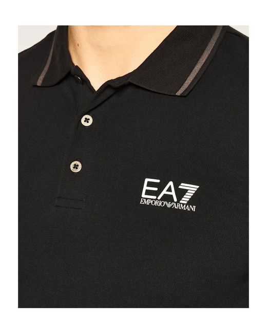 EA7 Blue Logo-Print Polo Shirt for men