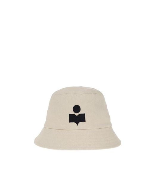 Isabel Marant White Logo-Embroidered Bucket Hat for men