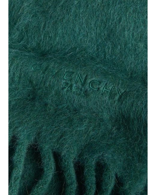 Givenchy Green Fringed Alpaca-Blend Scarf