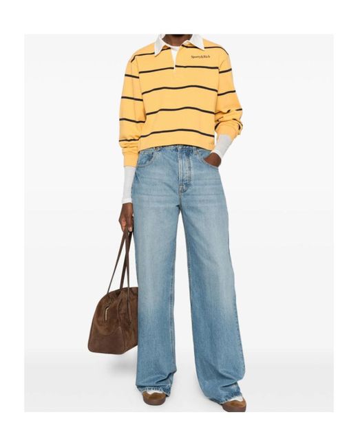 Sporty & Rich Metallic Striped Polo Shirt